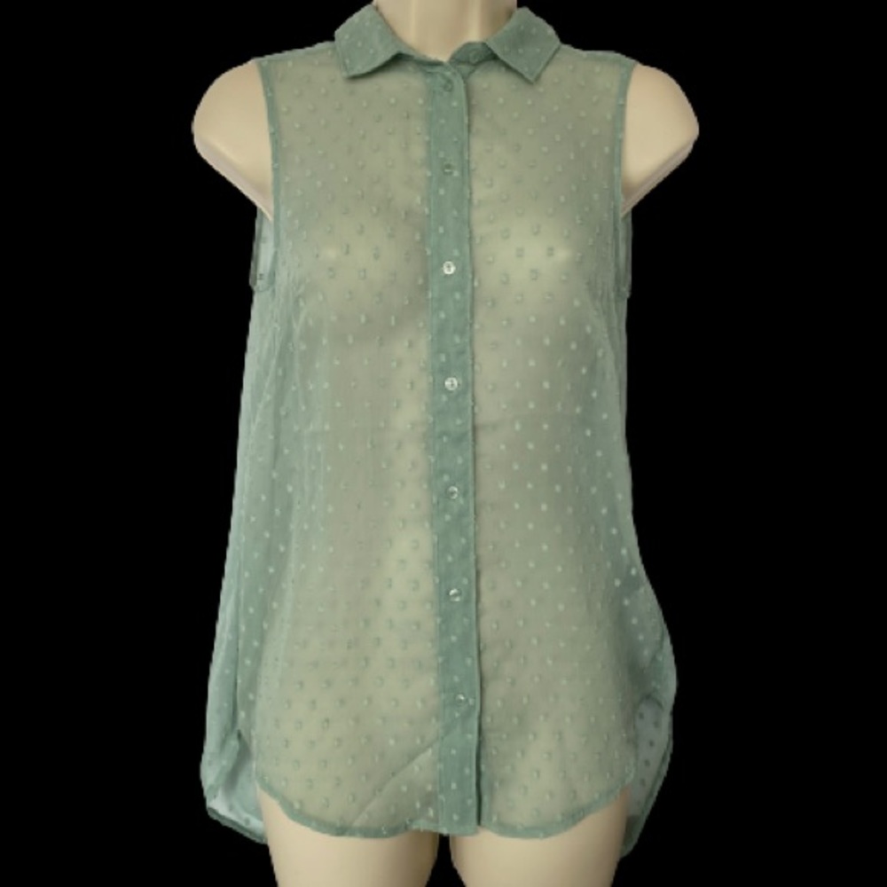 H&M Sheer Sleeveless Collared Blouse- Size 2